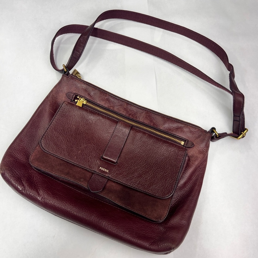 Fossil Deep Red Leather Shoulder Bag